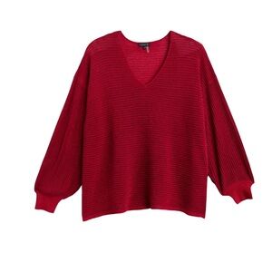 Deep Red V-Neck Sweater Holiday Red Sweater